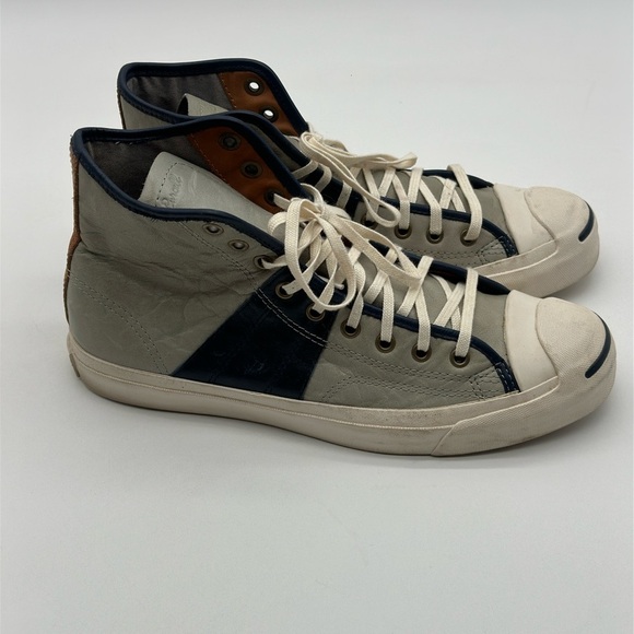 Converse Jack Purcell Johnny Hi-Top Sneakers Men's 9.5/Women's 11 Gray Leather - Picture 1 of 14